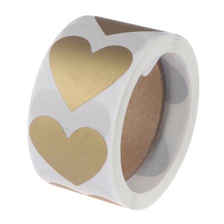 300 st/rulle Hjärtformade skrapklistermärken Etiketter Silver