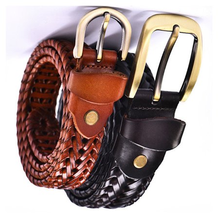 Flätade bälten 3,5 cm svart-110 cm + flätat bälte 2,5 cm Brunt-110 cm