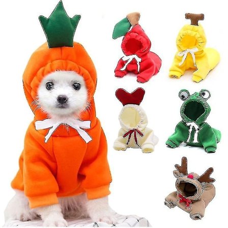 Warm Dog Winter Clothes Cute Fruit Dog Coat Hoodies Fleece Pet Dogs Costume Jacket For French Bulldog Chihuahua