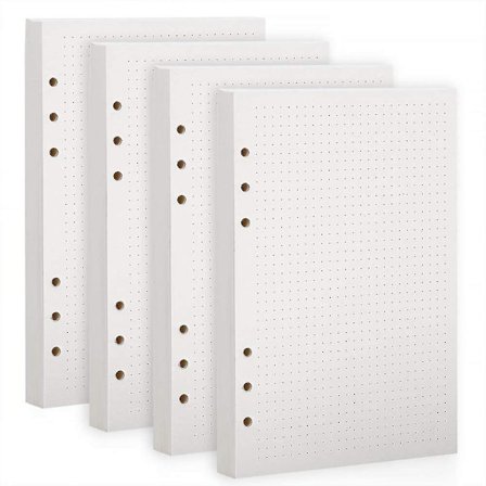 A5 prikkete påfyllingspapir, 6-rings påfyllingsbart notatpapir, A5 påfyllingspapir for notatbøker (prikk)