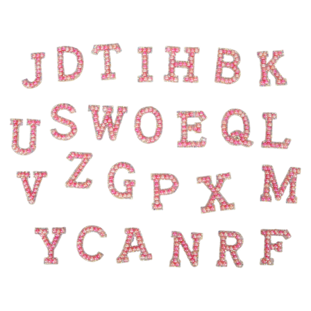 26 stk. Stryke-på-bokstaver Merker Fargerike Rhinestone Håndlagde DIY Alfabetmerker for Hatt Ryggsekk Dekorering