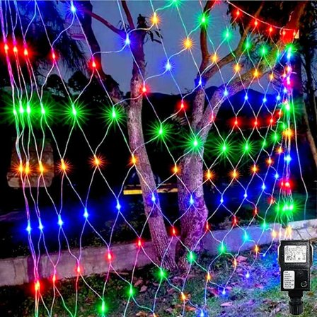 3m X2m 200 Led Have Net Fe Lyskæde, Strømforsynet Vandtæt Med 8 Tilstande & Timer Net Gardin Lys