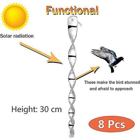 Reflekterende fugleskremmersett med 8 fugleskremmer