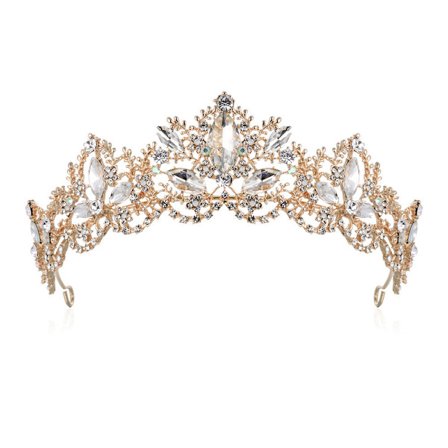 Kristaldronningekrone (guld), strassprinsessehår eller