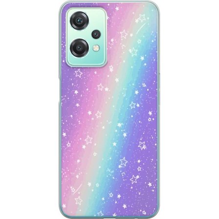 Kompatibelt Mobildeksel til OnePlus Nord CE 2 Lite 5G Rainbow-farget pastellbakgrunn med hvite stjerner og gnistrende prikker i myk overgang