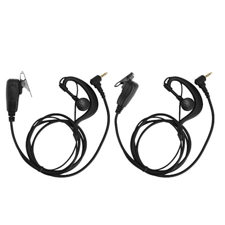 2 STK ABS 3.5mm Plugg ABS Enkelt Lyttende Øretelefon Ørehengende Headset for Radio Walkie Talkie