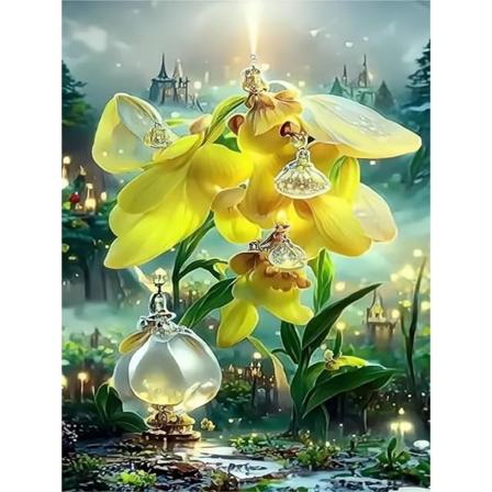 30x40cm, Gul blomst 5d diamantmalt rhinestones broderi lerret(2)