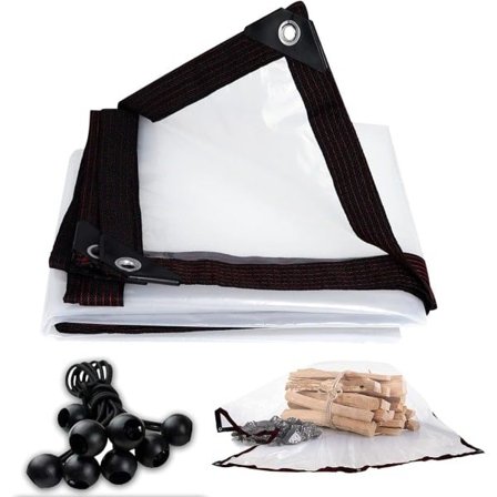 Transparent växtskydd, Högkvalitativt vattentätt växtskydd med öljetter, frostskydd, presenning och 8 oljeduksstudsbollar (2 x 2 meter)