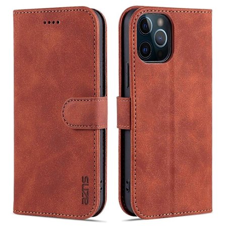 AZNS PU Læder Folio Flip Wallet Stand Fuld Beskyttelse Design Telefon Cover til iPhone 13 6.1 tommer
