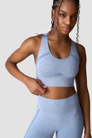 Soft Seamless Sports Bra Metal Blue Melange