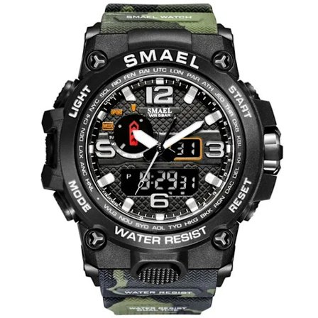 SMAEL Ny Klocka Herr 50M Vattentät Klocka Alarm Reloj Hombre 1545D Dubbel Display Armbandsur Kvarts Militärklockor För Män