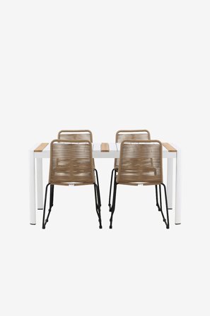 Venture Home - Spisegruppe Togo med 4 stabelbare stole Lindos - Hvid - Spisegrupper - Fra Homeroom