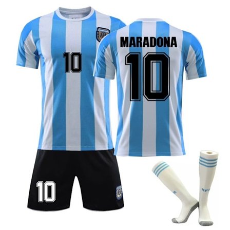VM 1986 Argentina Maradona Nr. 10 Retro Fodboldtrøjesæt - WELLNGS