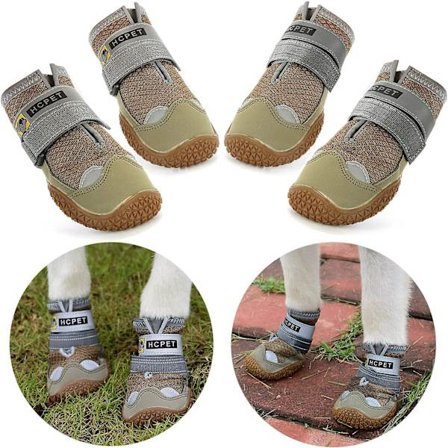 Suojelevat Koiran Saappaat, 4 Pakkausta Vedenpitäviä Koiran Kenkiä Keskikokoisille Ja Suurille Koirille - Khaki