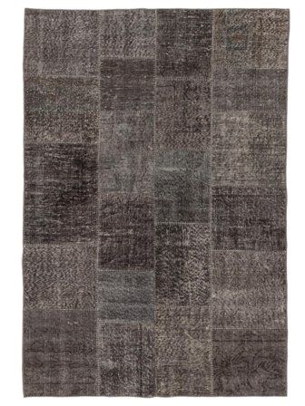 Anudada A Mano Patchwork Alfombra 140X200 Vintage De Lana Negro/Marrón Pequeño