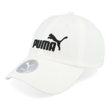 Puma - Vit unconstructed Keps - Essential No.1 Logo Bb Cap White/Black Dad Cap @ Hatstore