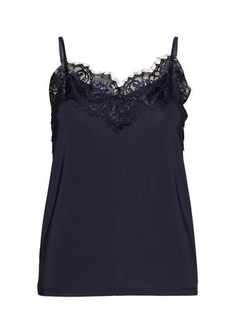 Slclara Singlet Top Ærmeløs Top Navy Soaked In Luxury