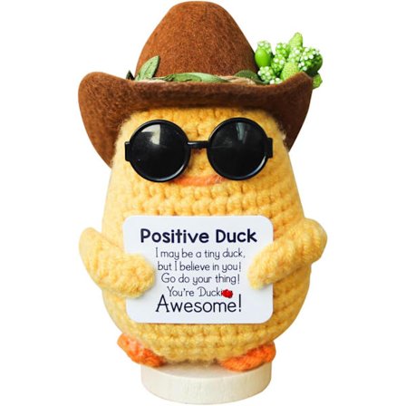 Emotionellt Stöd: Positiv Virkad Anka med Ställ - Färdig virkad positivt djur, juldekoration och rolig "hemlig tomte"-present för kvinnor