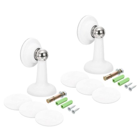 Magnetisk dörrstopp set, 2-pack vit golvmontering och väggmontering dörrhållare med starka magneter