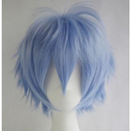 Wekity Unisex Anime Kort Cosplay Paryk Med Pandehår Varmebestandigt Hår, Himmelblå, wz-1225 (FMY)