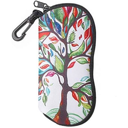 Lynlås Brilleetui, Blød Solbrillelomme, Bærbar Rejsebrillepose med Klips til Pige og Kvinde (Træ)