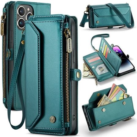 CASEME iPhone 14 Pro Max Wallet Case RFID Blocking Stand - Green