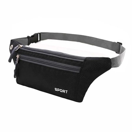 Käytännöllinen kestävä vyötärölaukku vatsalaukku Cross Body -laukku juoksulaukku - musta