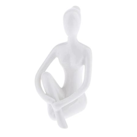 Keramisk Yoga Figur Ornament Staty Skulptur Zen Trädgård Skrivbord Dekor Style-05