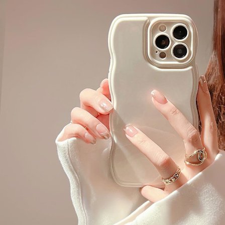 iPhone 16 Pro 6,3 tum Curly Wave Skal, Enfärgat, Enkel Vågformad Ram, Stöttåligt, Mjukt Silikonskal för iPhone 16 Pro