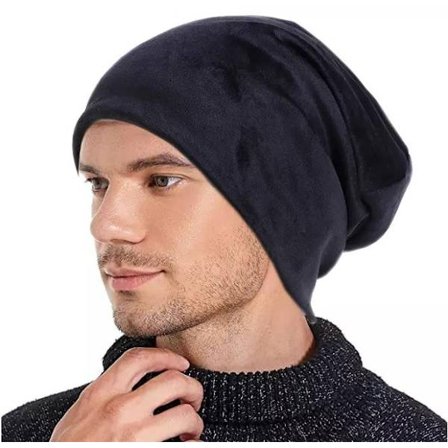 Black beanie in velvet winter hipster autumn soft
