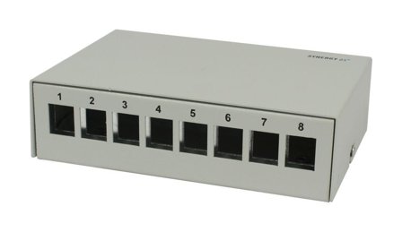 SYNERGY Keystone,Modulträger, Patchpanel für 8x TP-Modul, Aufputz, Metall, Lichtgrau, Synergy 21,