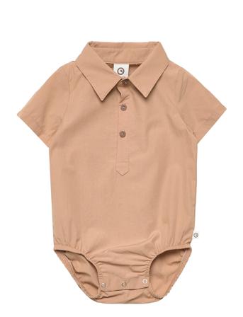 Poplin S/S Shirt Body Beige Müsli By Green Cotton