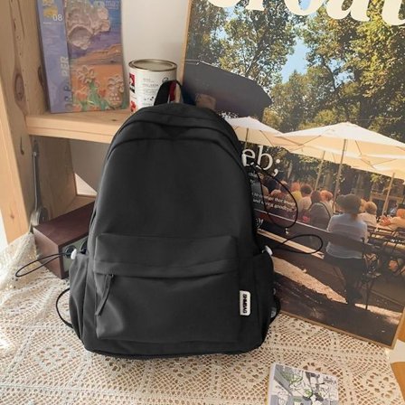 Studenterrygsæk, skoletaske, skolepige, minimalistisk stil, sød pige, ensfarvet, let rygsæk, skolepige rygsæk - sort