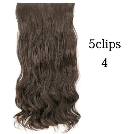 Syntetisk 22 32 tum 5 Clips Hårförlängning Värmebeständig falska hårstycken Långa vågiga frisyrer Clip In Hair Extensions