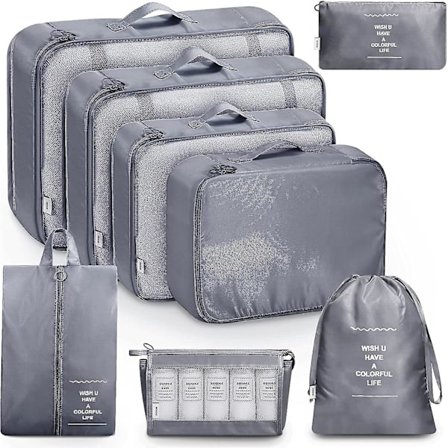 8 stk. Organiser Sæt Kuffert Opbevaringsposer Pakning Rejse Kuber Gave