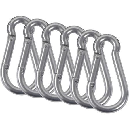 Karbinhake I Rostfritt Stål 6-pack, Silver