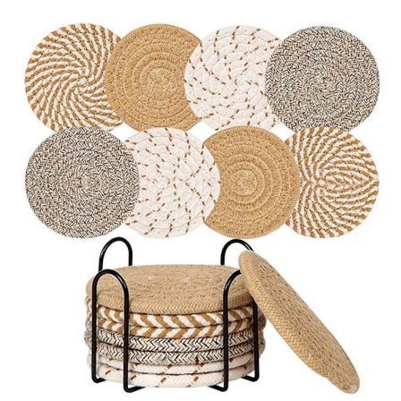 Lasinaluset 8 kpl Juomien lasinaluset, pyöreät lasinaluset, tyylikäs ja kestävä muotoilu (YH)