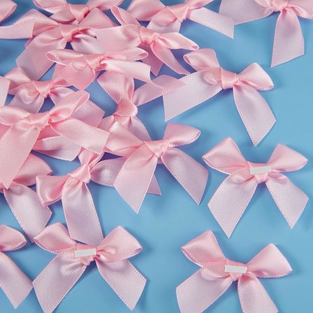 24 st självhäftande satinbandsrosetter för DIY-hantverk Alla hjärtans dag Babyshower Korttillverkning Prydnader, 5 cm bredd (rosa)