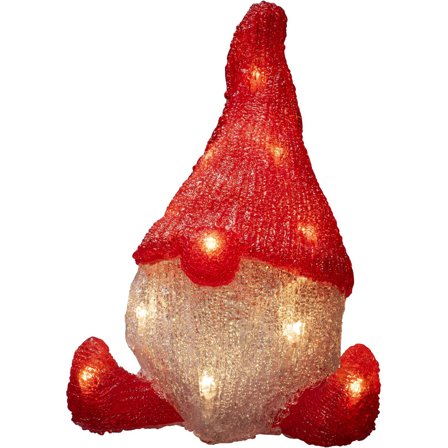 Konstsmide - Dekorasjonsfigur B/O Tomte akryl 26 cm 16 LED Rød
