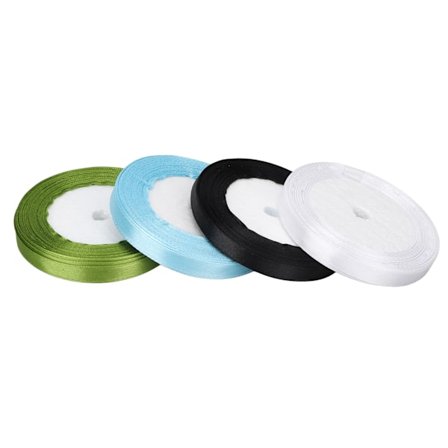 Satängband 1 cm bredd 22 meter längd Vattentät Återanvändbar 4 Färg Himmel Blå Svart Vit Grön Band Tyg