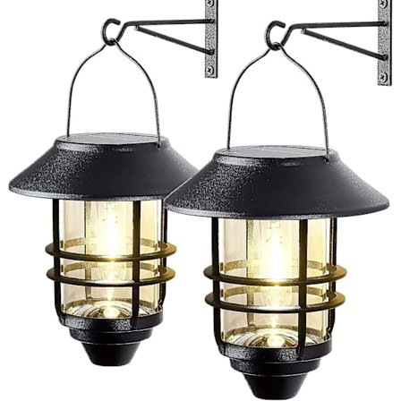 2 st Solcellslyktor Utomhuslampor, Hängande Solcellslyktor, Solcellslyktor Metall Vattentät Klar Glaskrok Solcellslyktor Utomhus, Vägglampor Armatur 