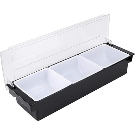 6 rum inddelte bakker aftagelig topping station plast pizza ingredienser krydderi dispenser genanvendelig stil 1