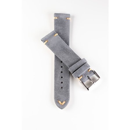 Premium klokkereim i grå semsket skinn