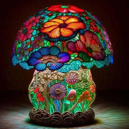 Maleri Glas Champignon Bordlamper Bohemian Resin Champignon Bordlampe Natlys Til hjemmet og kontoret Giant Foot Mushroom