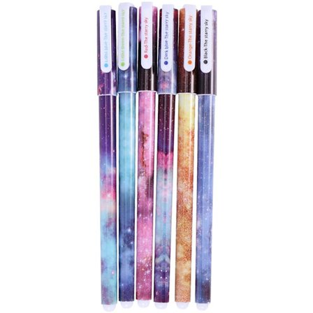 6 stk 0,38 mm stjerneformet gelpenn for studenter, kontor, skrivesaker, akvarell