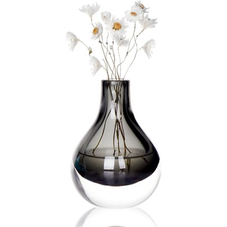 Vase hjemmedekorasjon blomster glass bryllup fest dekorasjon ornamenter (grå, 13.5cm)