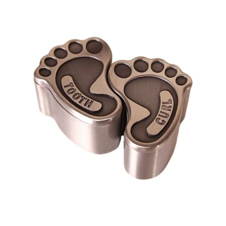 2st Tand Fairy Holdare Fötter Formade Barn Tänder Curl Behållare Baby First Tooth och Curl Keepsakes Box för barn