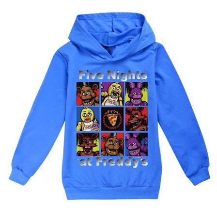 Fem nätter på Freddy's FNAF Kid Boy Långärmad tröja med luva Toppar Pullover Dark blue 0 Dark blue