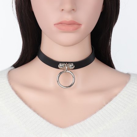 Punk Läder Choker Svart Gotisk Choker Halsband Rock Justerbar