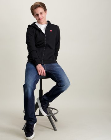 Wrangler Festival Badge LB Zip Thru Hoodie Svart Hettegensere/Hoodies Gutt - Kids Brand Store